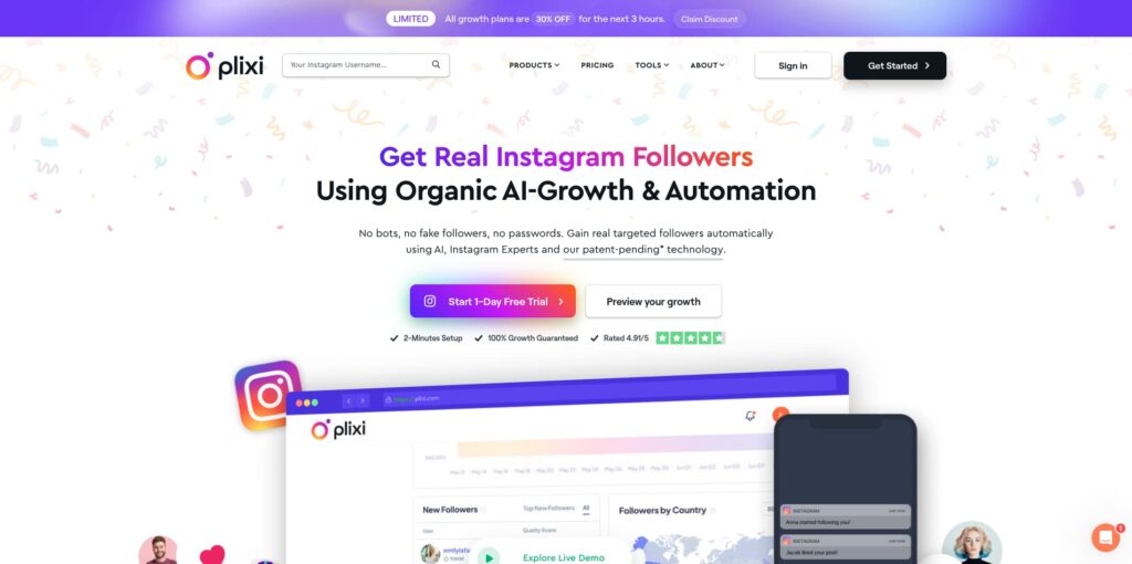 Plixi - Il servizio di crescita di Instagram 1 - 10 volte più veloce - migliori risultati